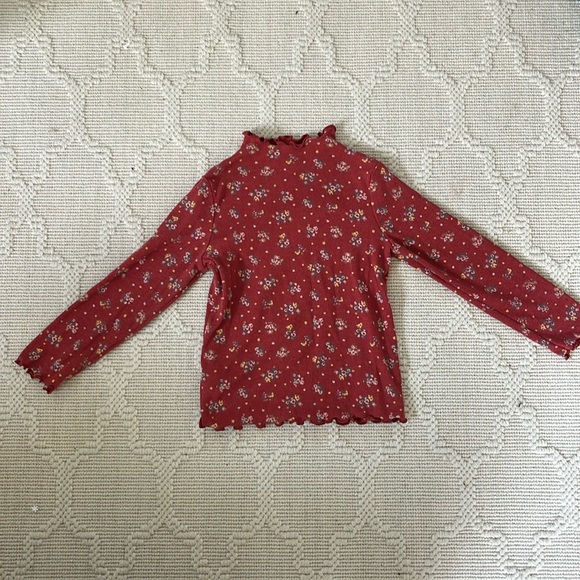 Art Class floral toddler turtleneck shirt with ruffle edges - Picture 1 of 2